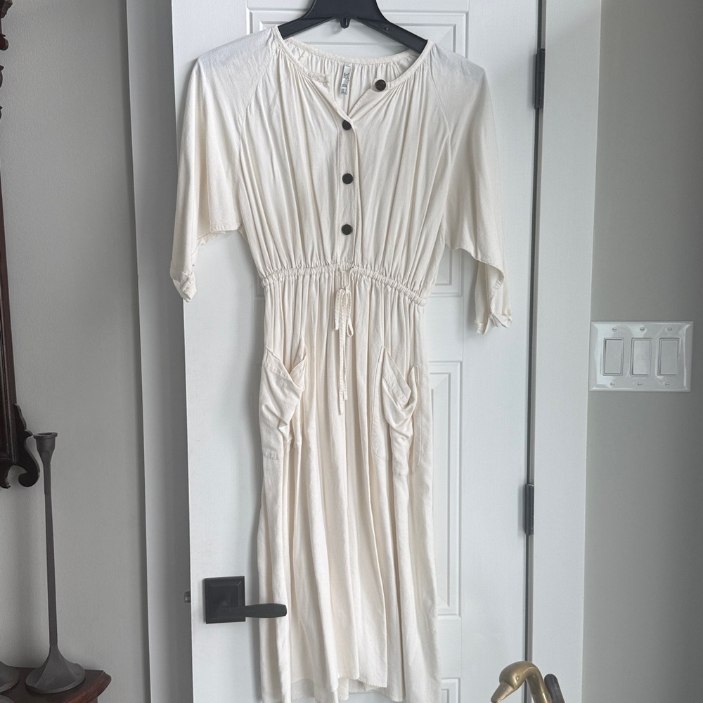 Zara Cream Button Front  Midi Dress Size M